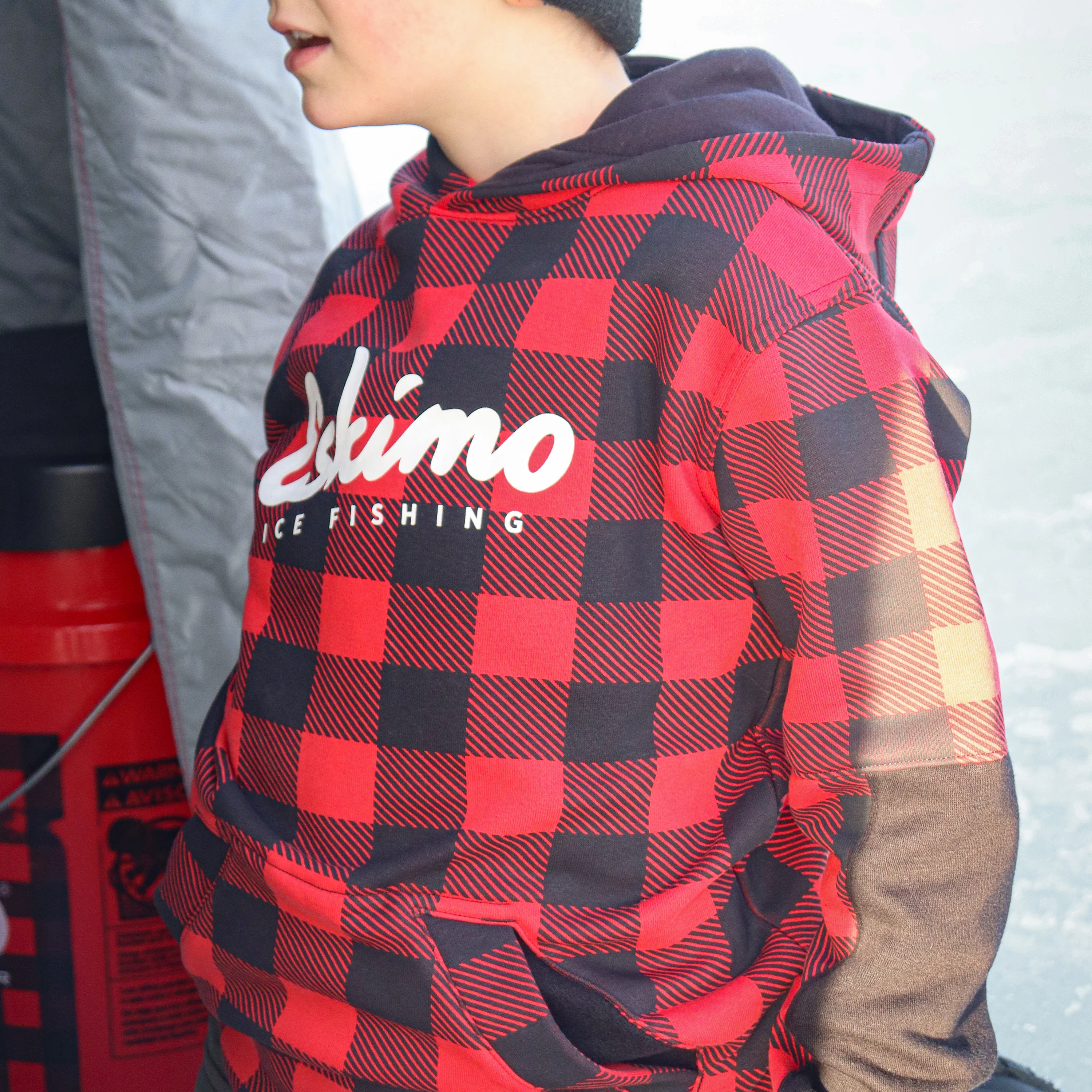 Youth Retro Buffalo Plaid Hoodie - Image 3